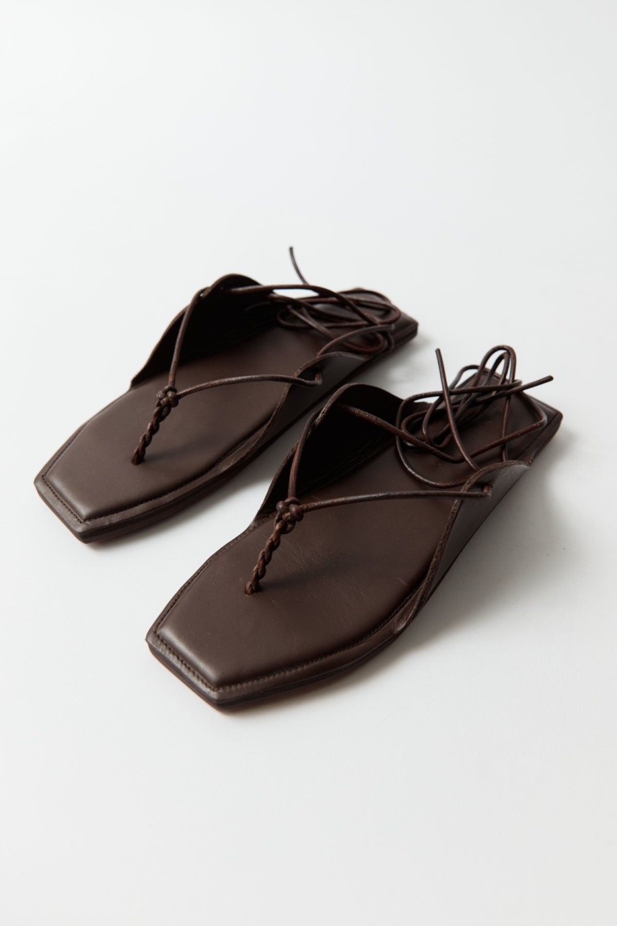 ST. AGNI Tie Up Sandal - Chocolate | Sandals