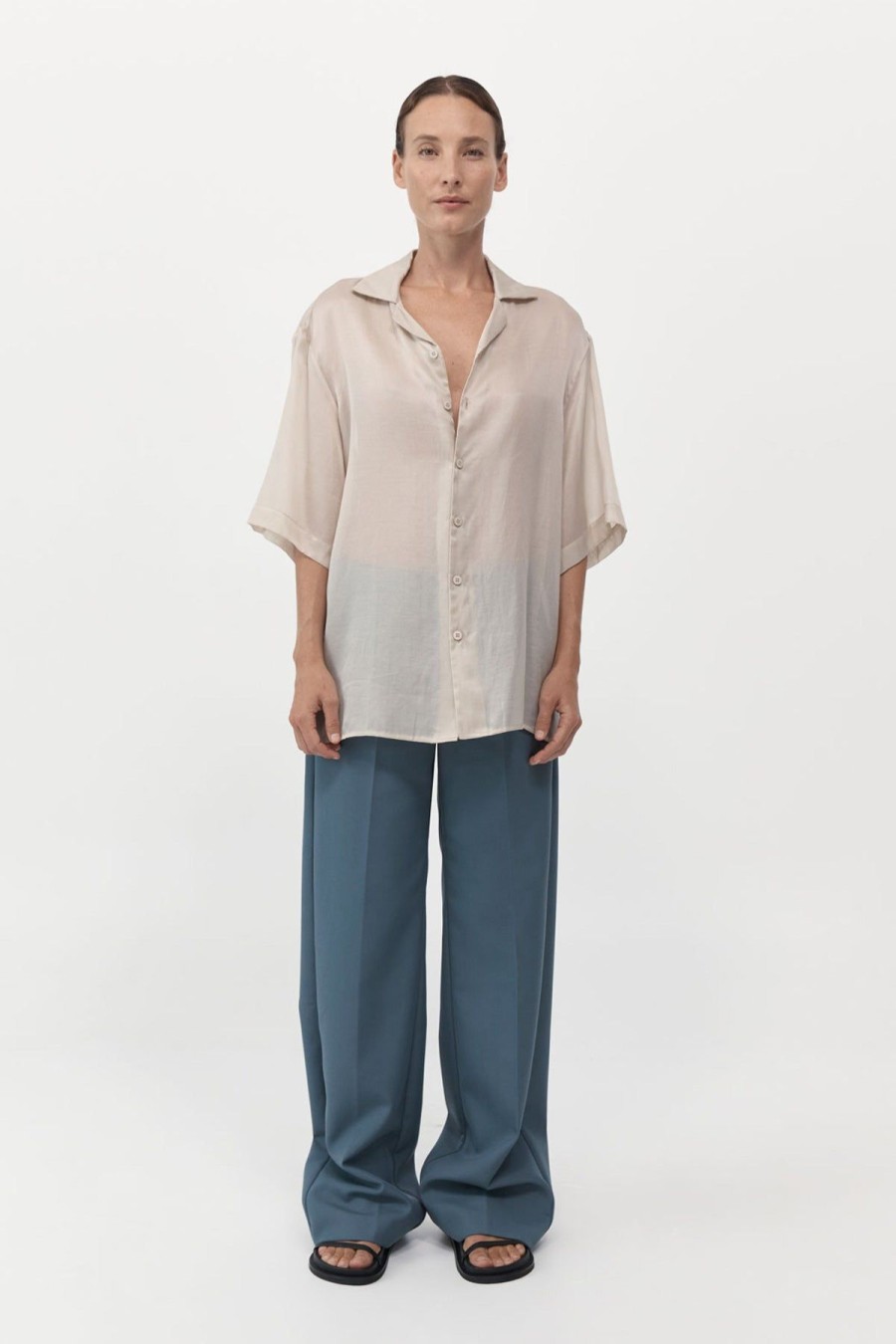 ST. AGNI Relaxed Collar Shirt - Birch | Tops