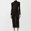 ST. AGNI Sheer Ruched Dress - Black | Knitwear