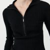 ST. AGNI Zip Front Top - Black | Jumpers