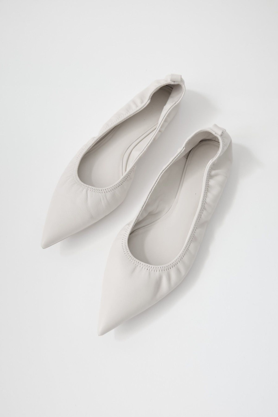 ST. AGNI Soft Leather Flat - Cool White | Flats