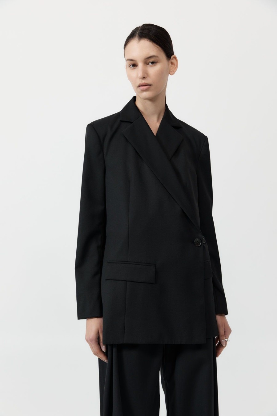 ST. AGNI Wrap Blazer - Black | Jackets