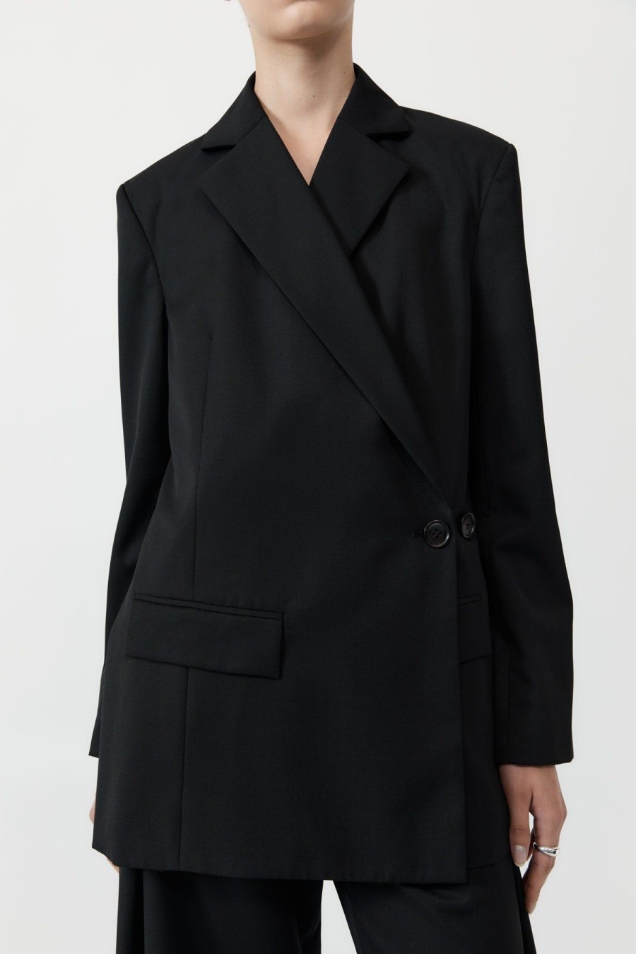 ST. AGNI Wrap Blazer - Black | Jackets