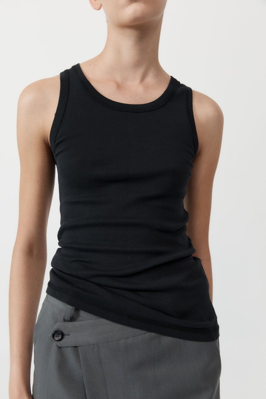 ST. AGNI Organic Cotton Singlet - Black | Basics