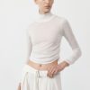 ST. AGNI Sheer Ruched Top - White | Tops