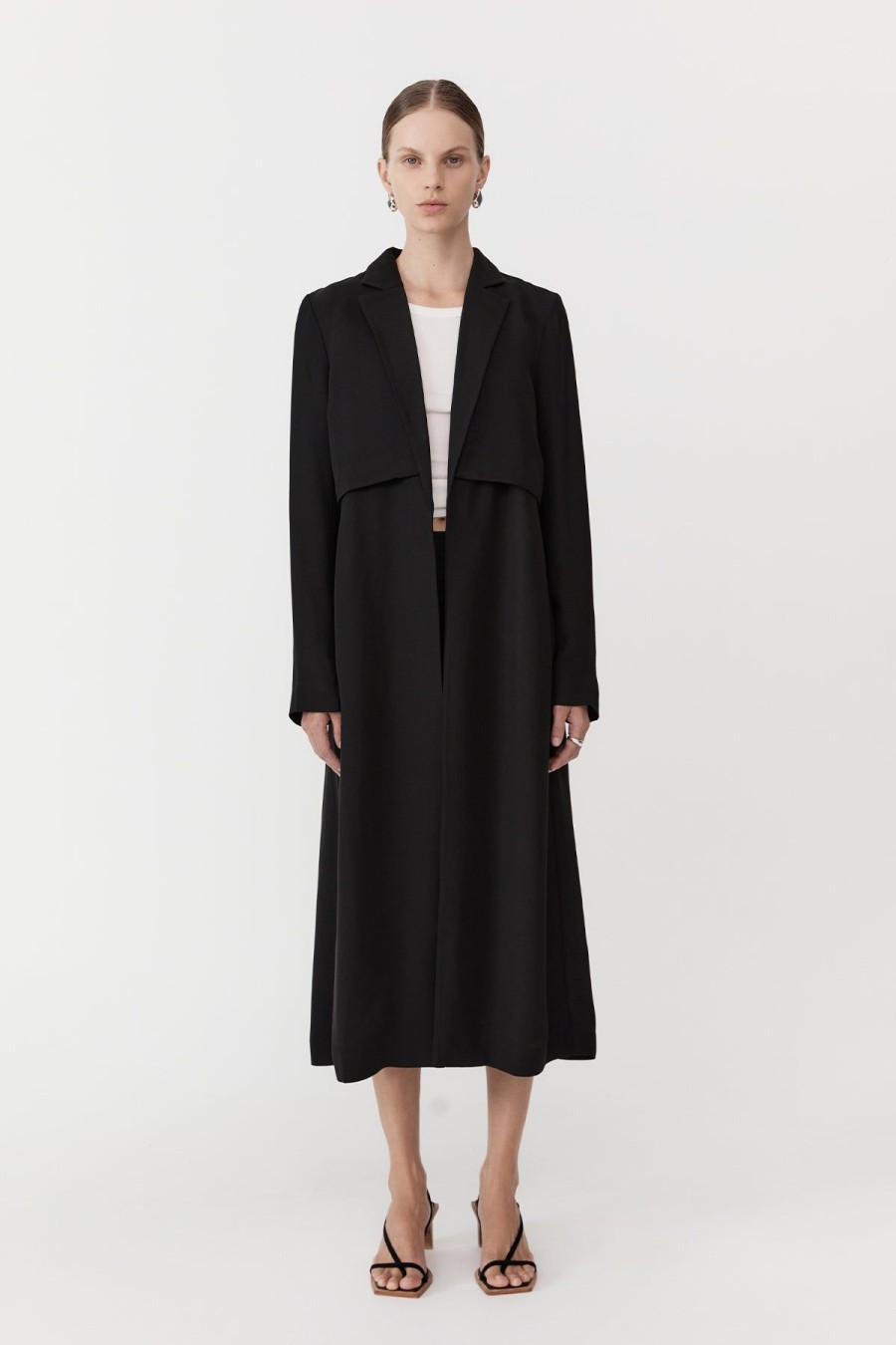 ST. AGNI Layered Summer Trench - Black | Jackets