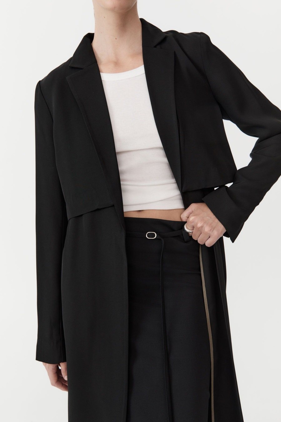 ST. AGNI Layered Summer Trench - Black | Jackets