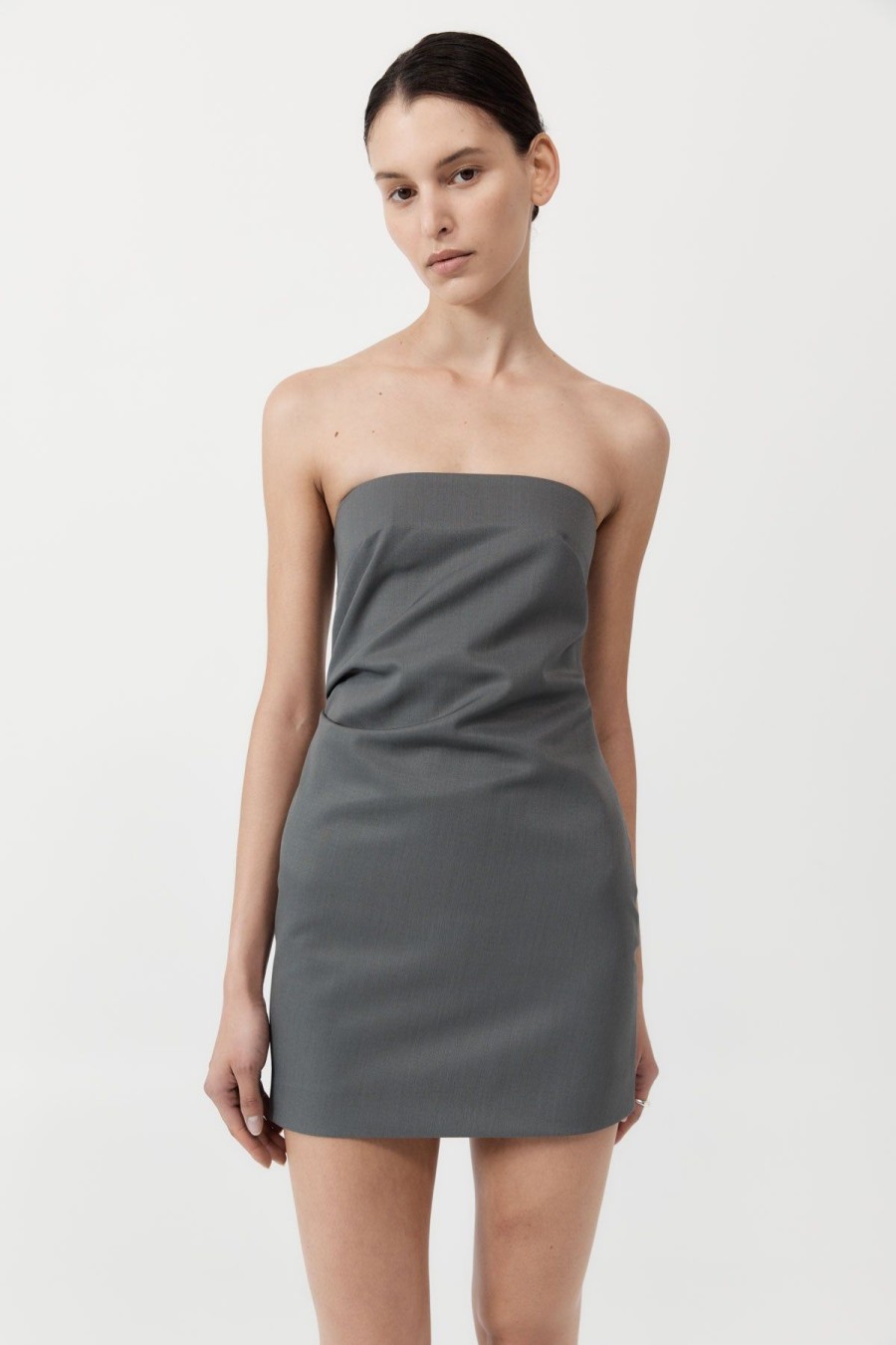 ST. AGNI Tuck Mini Dress - Pewter Grey | Dresses