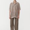 ST. AGNI Mesh Short Sleeve Shirt - Fog | Tops