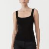 ST. AGNI Square Neck Knit Singlet - Black | Tops