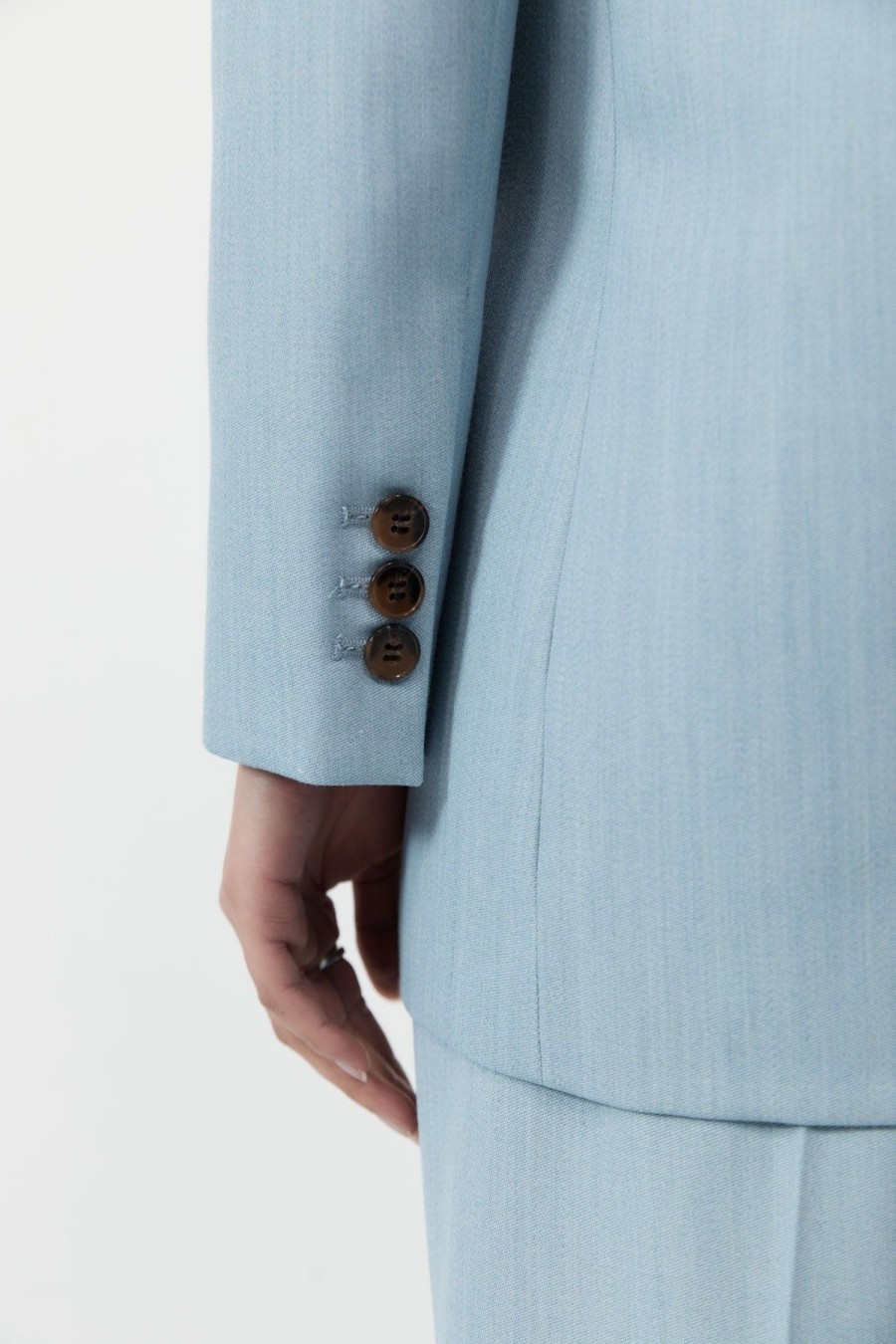 ST. AGNI Single Button Tailored Blazer - Stone Blue | Tailoring