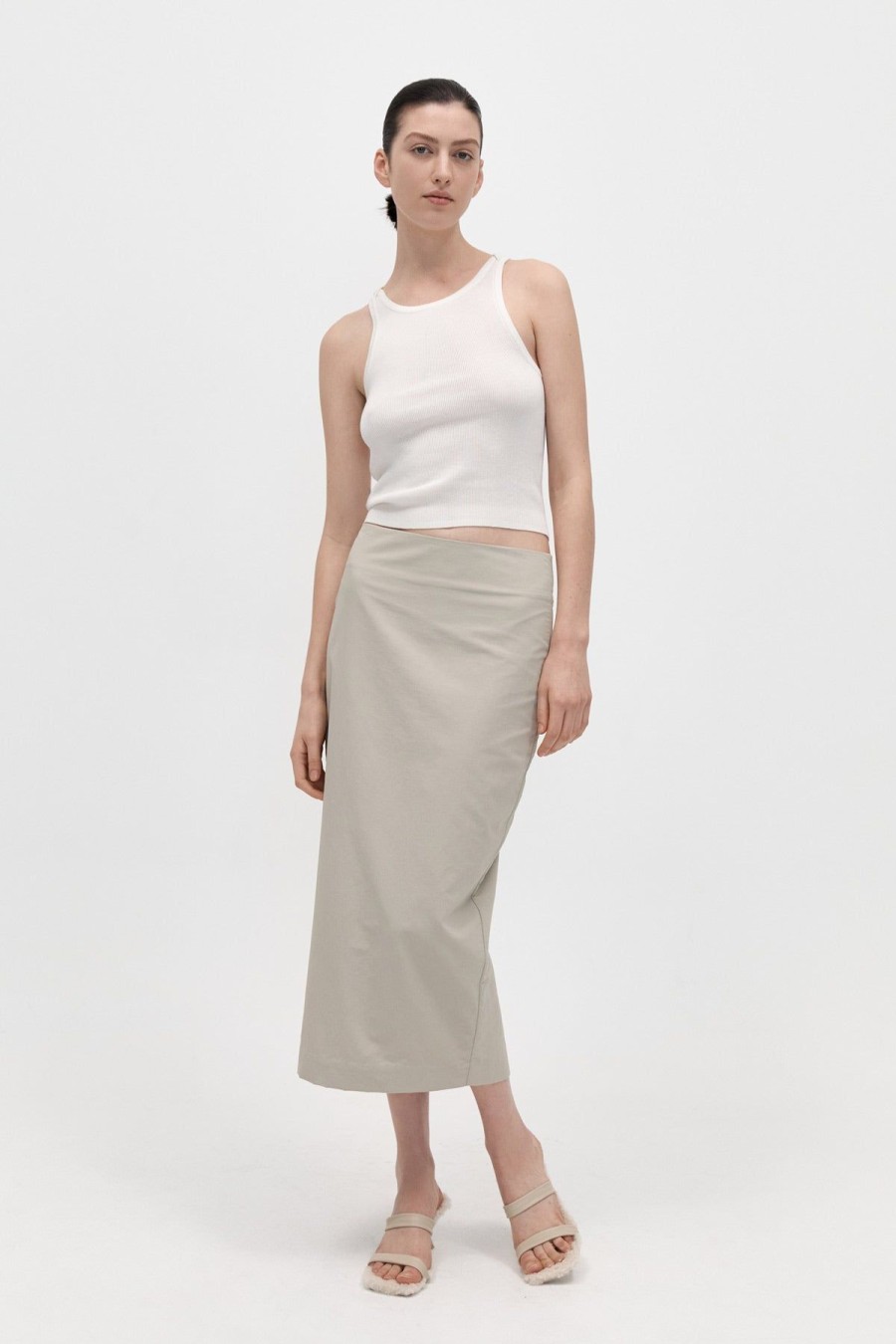 ST. AGNI Low Waist Pencil Skirt - Birch | Skirts