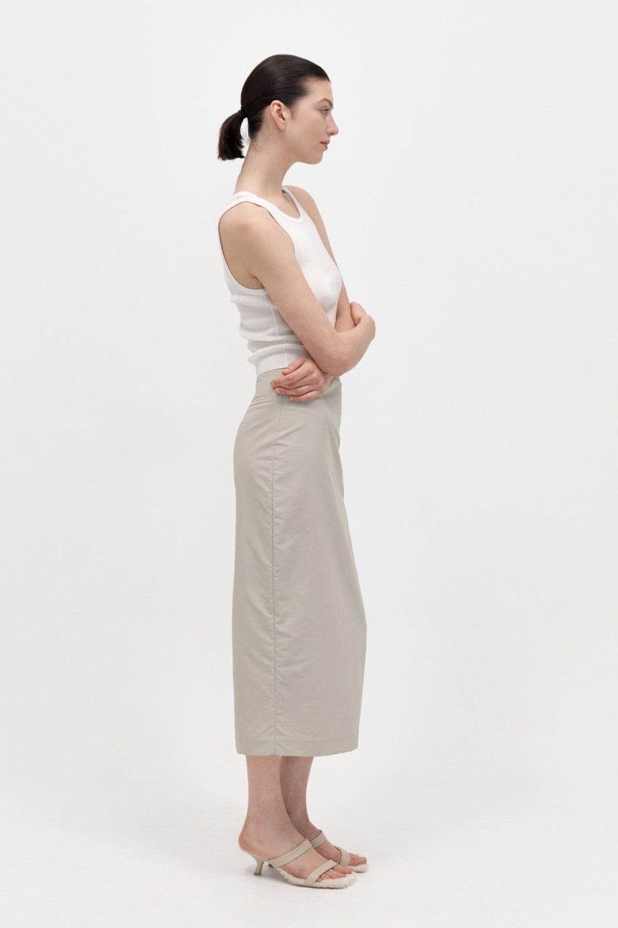 ST. AGNI Low Waist Pencil Skirt - Birch | Skirts