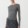 ST. AGNI Organic Cotton Long Sleeve Top - Pewter Grey | Basics