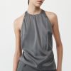 ST. AGNI Soft Silk Suspender Top - Pewter Grey | Tops