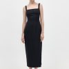 ST. AGNI Pinstripe Midi Dress - Black | Tailoring