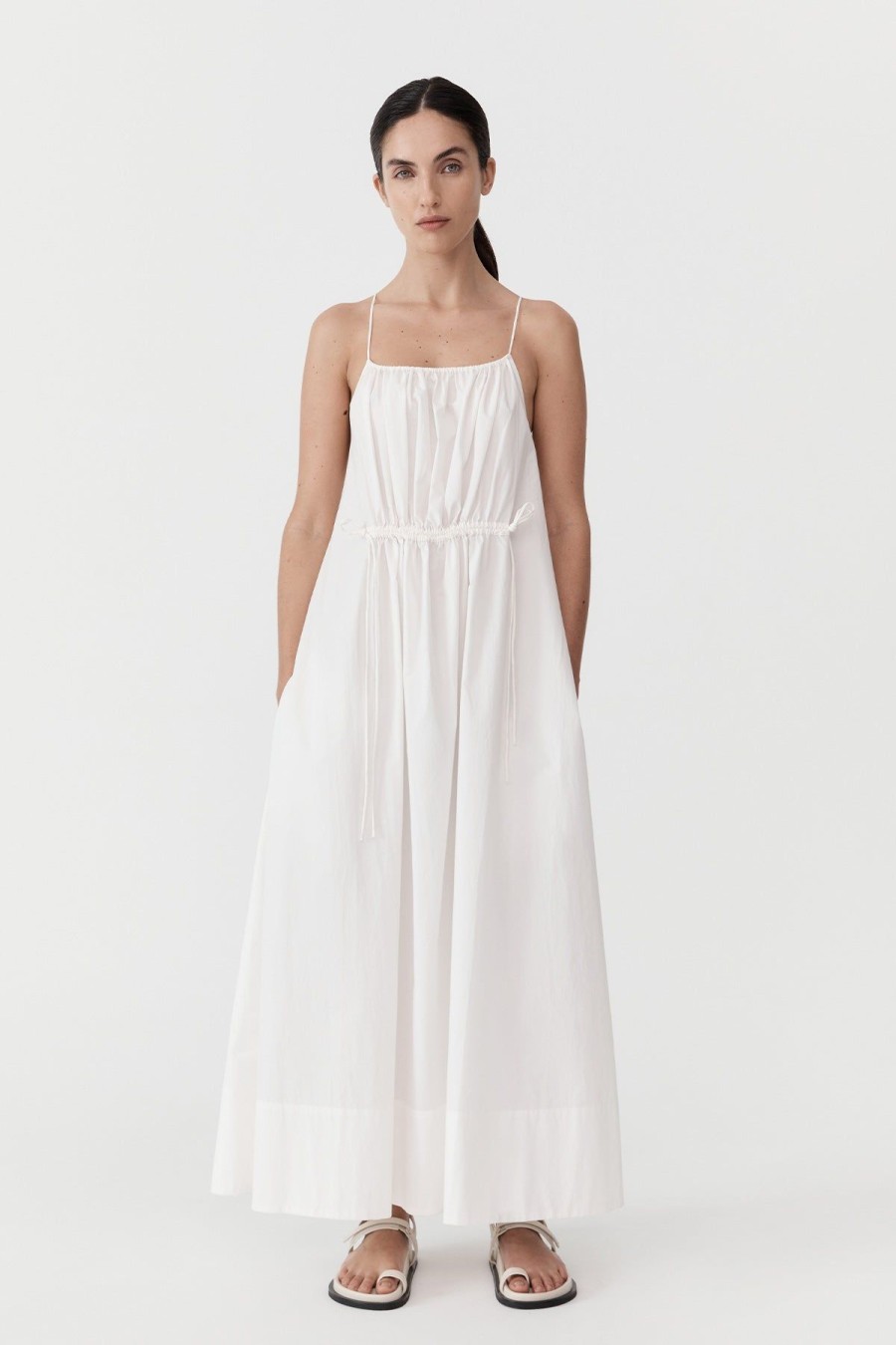 ST. AGNI Relaxed Drawstring Dress - White | Dresses