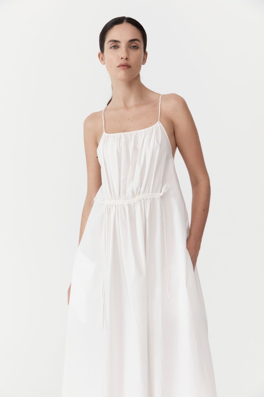 ST. AGNI Relaxed Drawstring Dress - White | Dresses