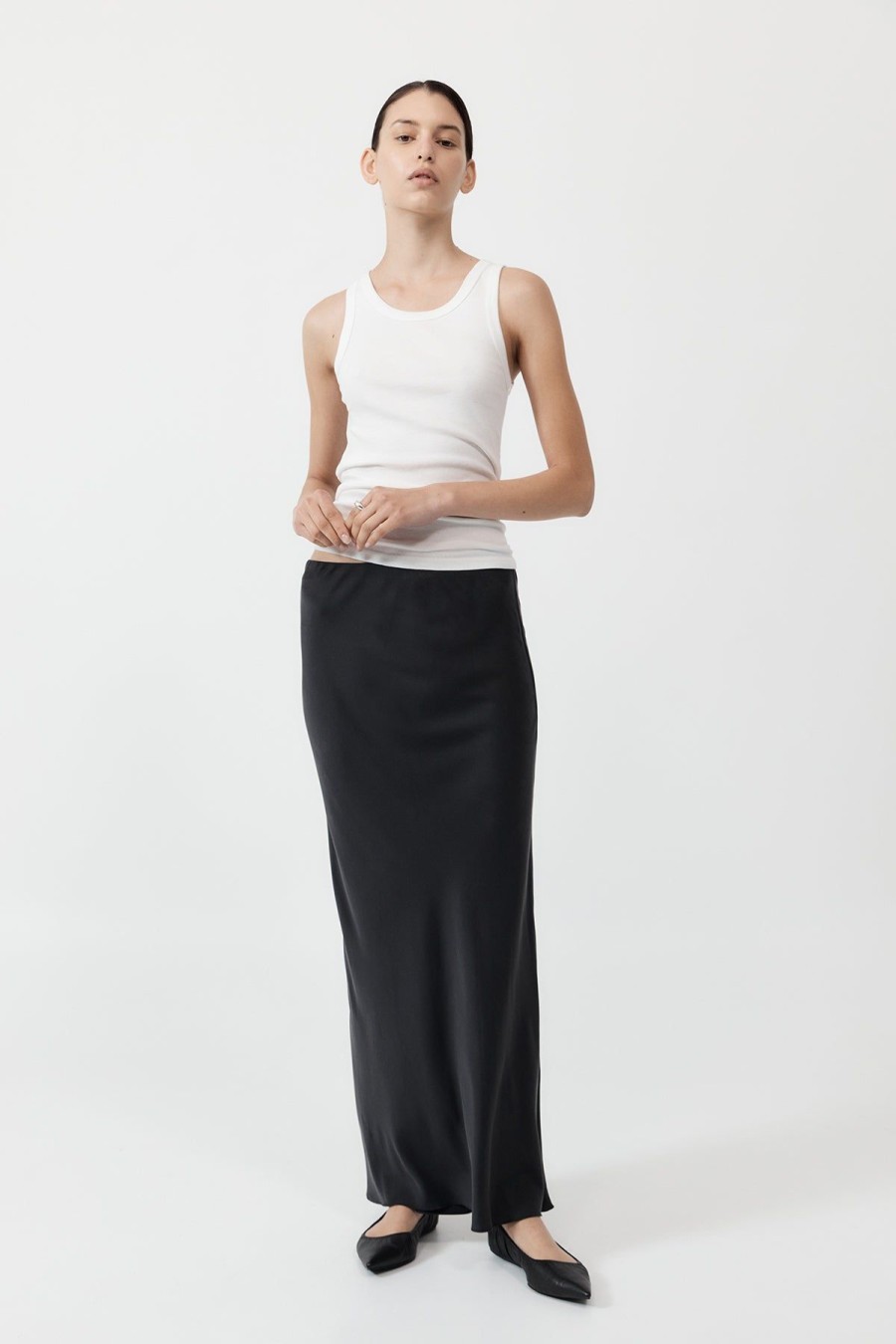 ST. AGNI Bias Slip Skirt - Black | Skirts