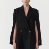 ST. AGNI Linen Split Sleeve Blazer - Black | Tailoring