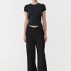 ST. AGNI Textured Silk Pants - Black | Pants