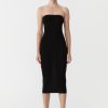 ST. AGNI 90s Strapless Knit Midi Dress - Black | Knitwear