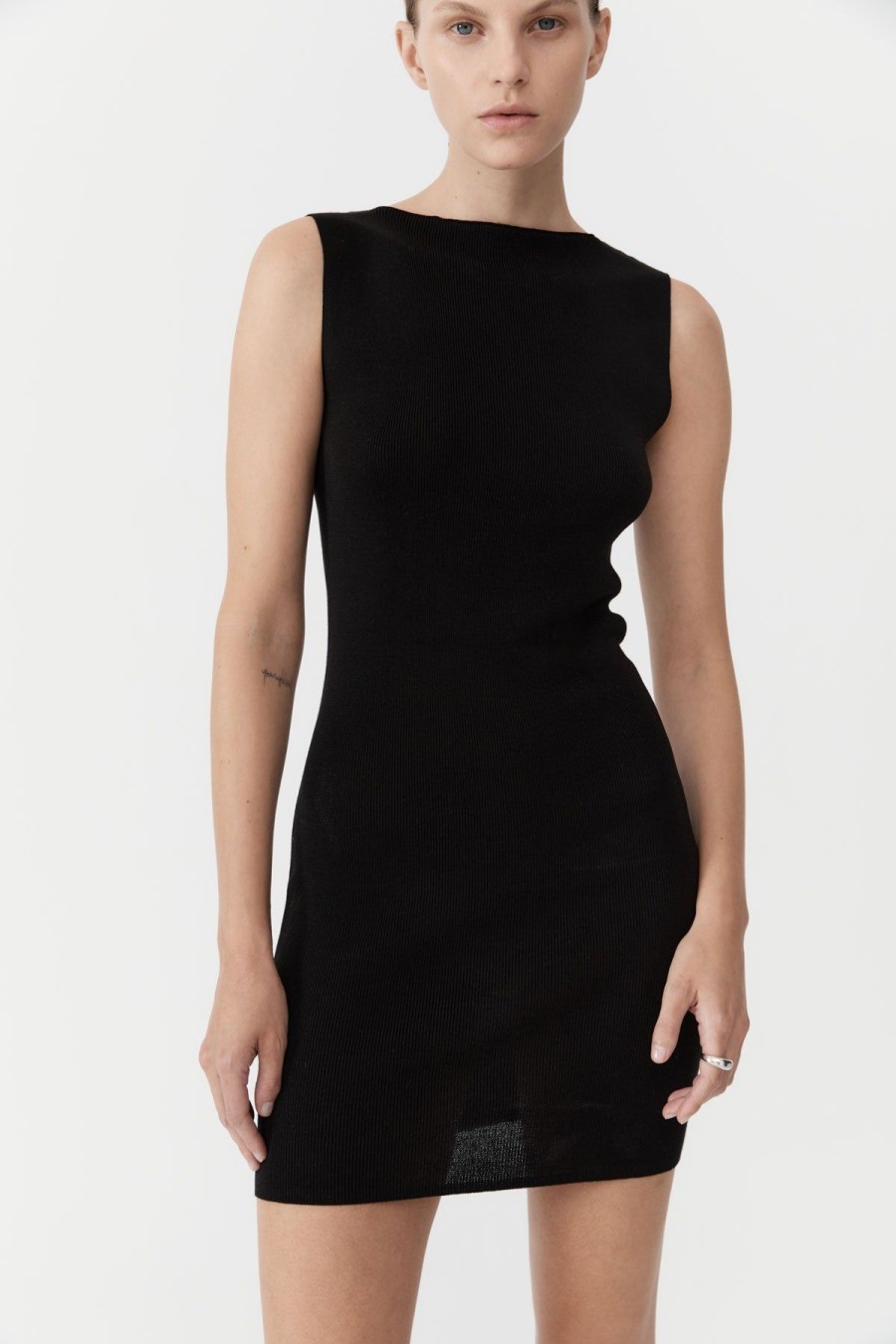 ST. AGNI Vas Knit Mini Dress - Black | Knitwear