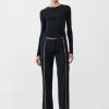 ST. AGNI Deconstructed Pinstripe Trousers - Black | Tailoring