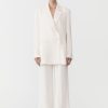 ST. AGNI Linen Split Sleeve Blazer - Ivory | Tailoring