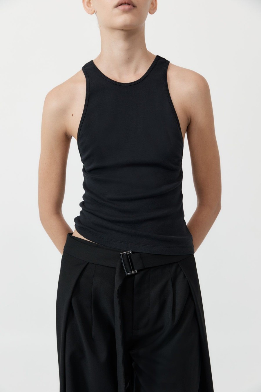 ST. AGNI Organic Cotton V Back Tank - Black | Uni