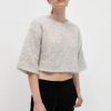 ST. AGNI Alpaca Cropped Tee - Light Grey | T-Shirts