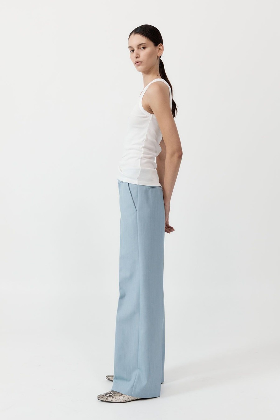 ST. AGNI Carter Trousers - Stone Blue | Tailoring