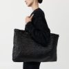 ST. AGNI Wide Bagu Woven Tote - Black | Bags