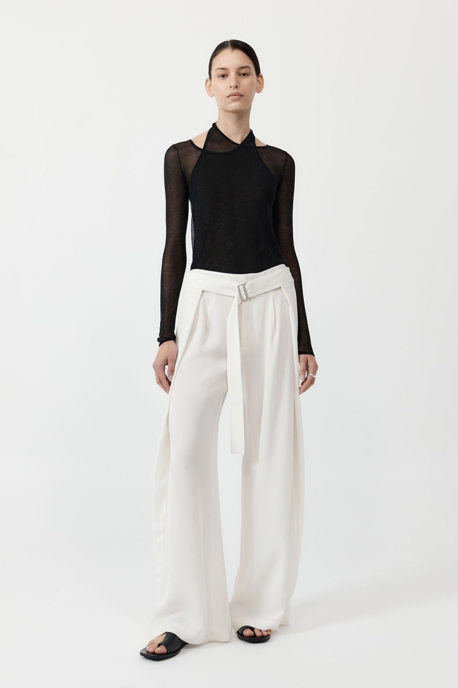 ST. AGNI Fold Trousers - Off White | Tailoring