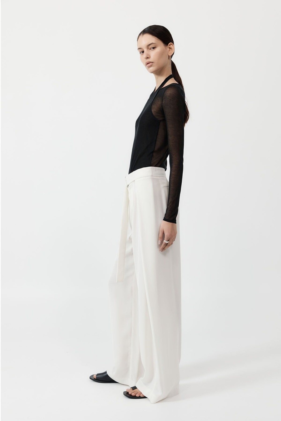 ST. AGNI Fold Trousers - Off White | Tailoring