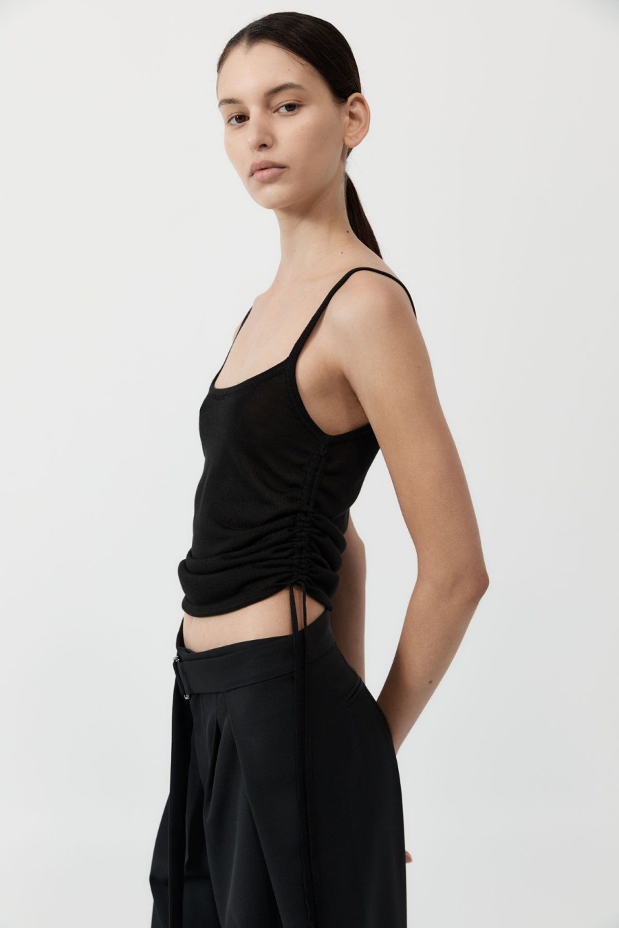 ST. AGNI Ruched Tank - Black | Knitwear