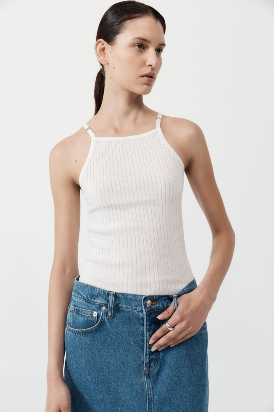 ST. AGNI Square Tank - White | Tops