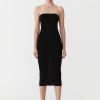 ST. AGNI 90s Strapless Knit Midi Dress - Black | Dresses