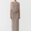 ST. AGNI Mesh Tuck Back Maxi Dress - Fog | Dresses