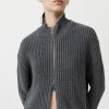 ST. AGNI Zip Detail Cardigan - Smoke | Knitwear