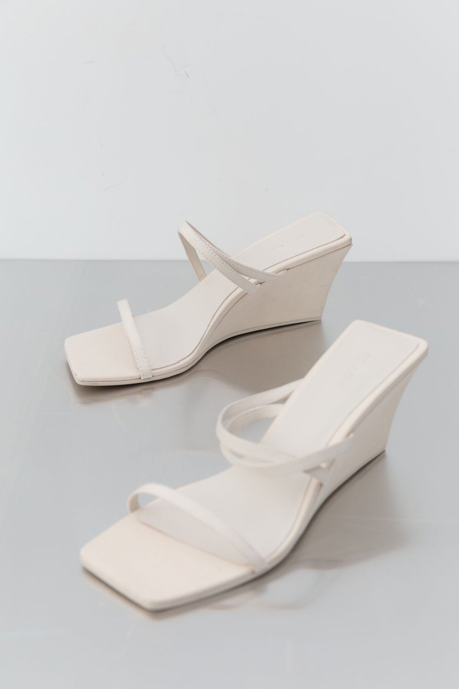 ST. AGNI Cross Strap Wedge - Ivory | Heels