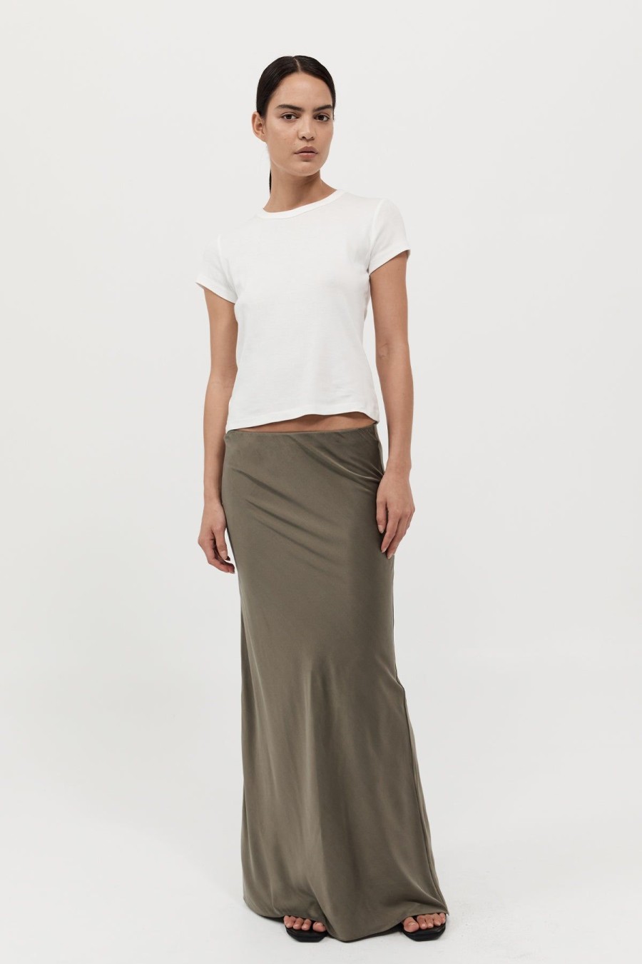 ST. AGNI Bias Slip Skirt - Kelp | Skirts