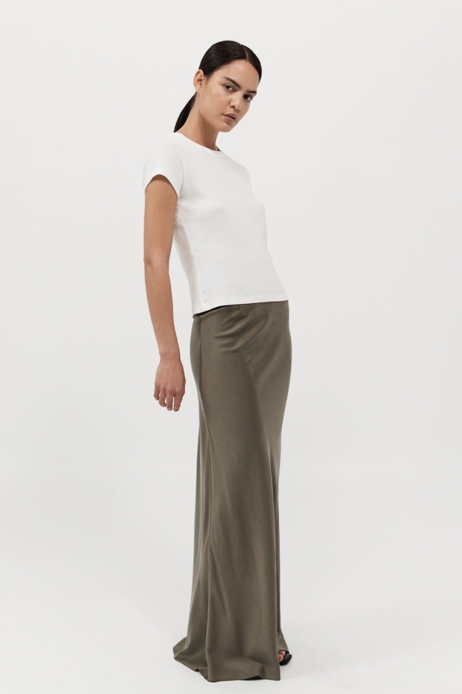 ST. AGNI Bias Slip Skirt - Kelp | Skirts