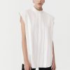 ST. AGNI Sleeveless Tuck Detail Shirt - White | Shirts