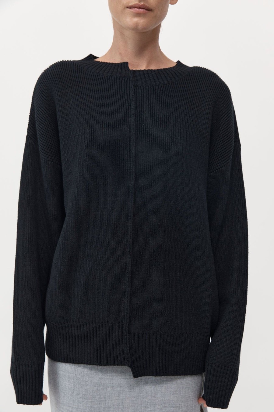 ST. AGNI Deconstructed Pullover - Black | Knitwear