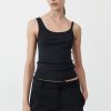 ST. AGNI Organic Cotton Asymm Tank - Black | Tops