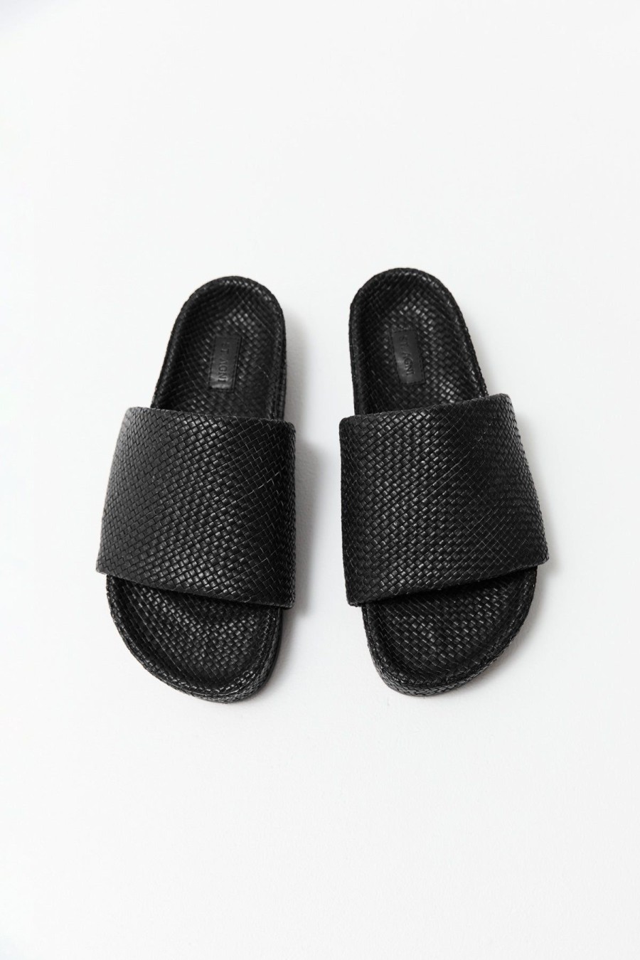 ST. AGNI Woven Everyday Flatform Slide - Black | Flatforms