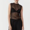 ST. AGNI Sheer Organza Top - Black | Tops