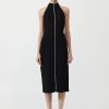 ST. AGNI Raw Edge Halter Dress - Black | Dresses