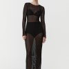 ST. AGNI Mesh Long Sleeve Dress - Black | Dresses